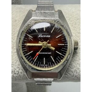 Lucerne Ladies Watch Working Manual Wind 27MM 5.75" Stretch Band Vintage